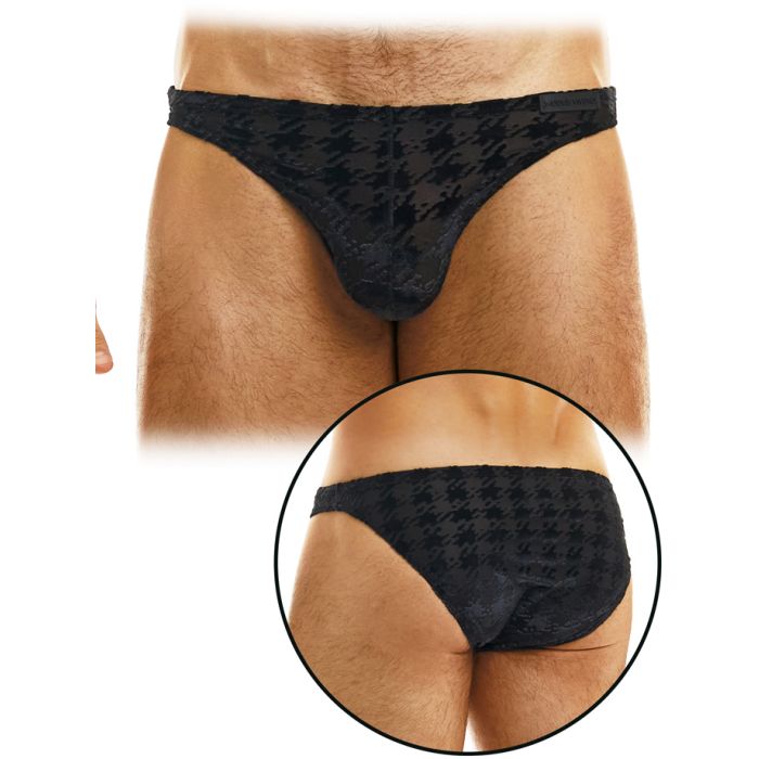 Slip Low Cut Pied De Poule - Noir main product photo