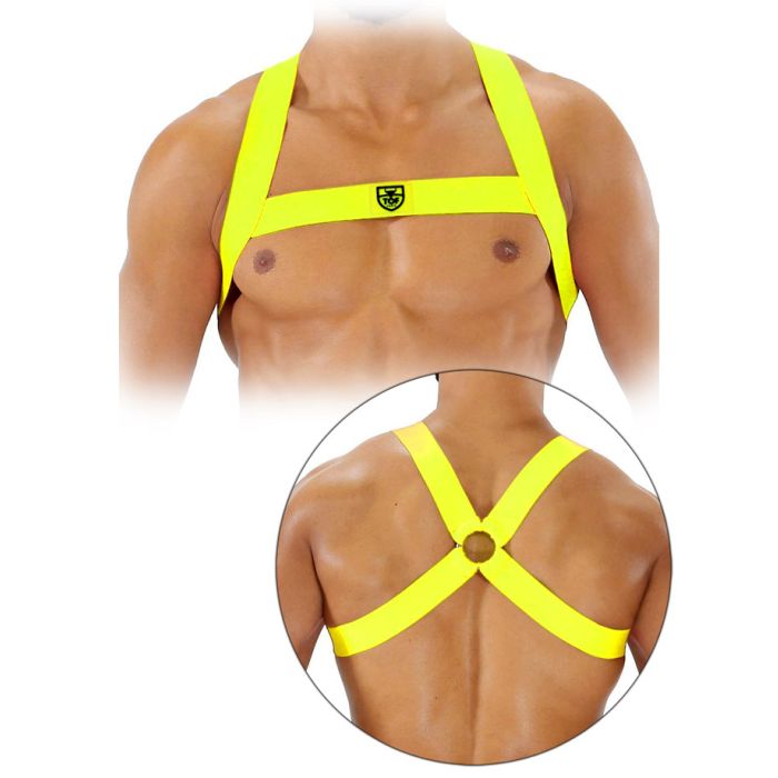 Harnais Fetish Elastic - Jaune néon main product photo