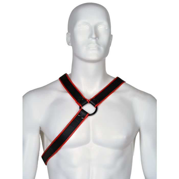 Harnais Gladiator Cuir Y-Style - Noir/rouge main product photo