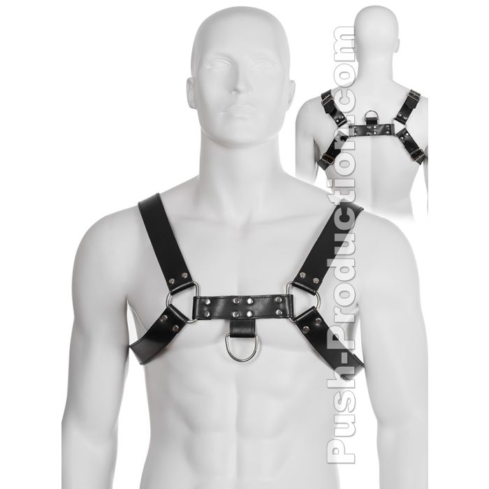 Harnais BDSM en cuir véritable noir main product photo