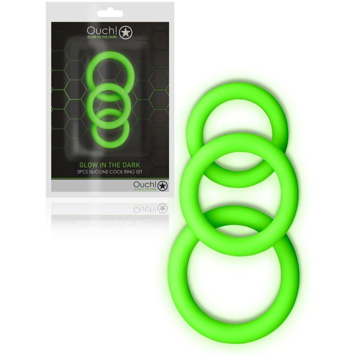 OUCH! Glow in the Dark - 3 pcs Cock Ring Set main product photo