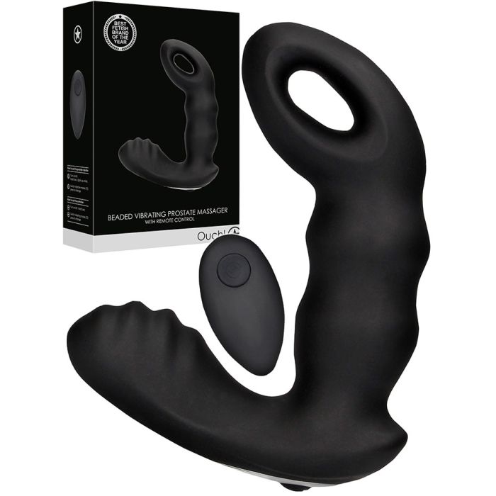 OUCH! Beaded Vibrating Prostate Massager - Noir main product photo