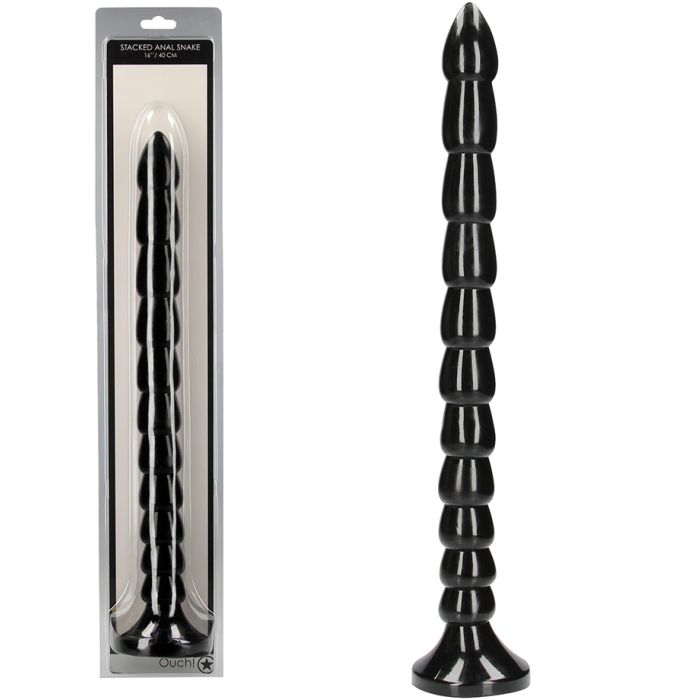 OUCH! Stacked Snake 16 inch Anal Dildo - Noir main product photo