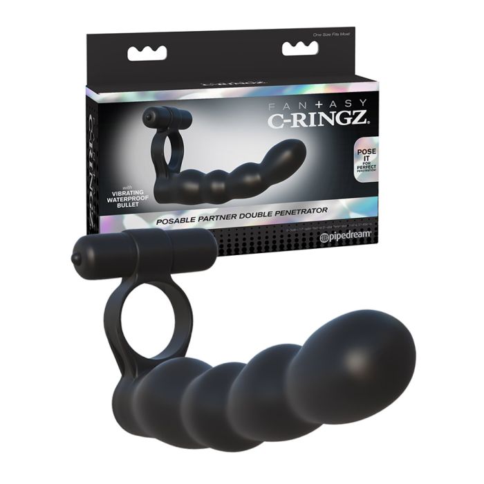 Fantasy C-Ringz - Posable Partner Double Penetrator Black main product photo