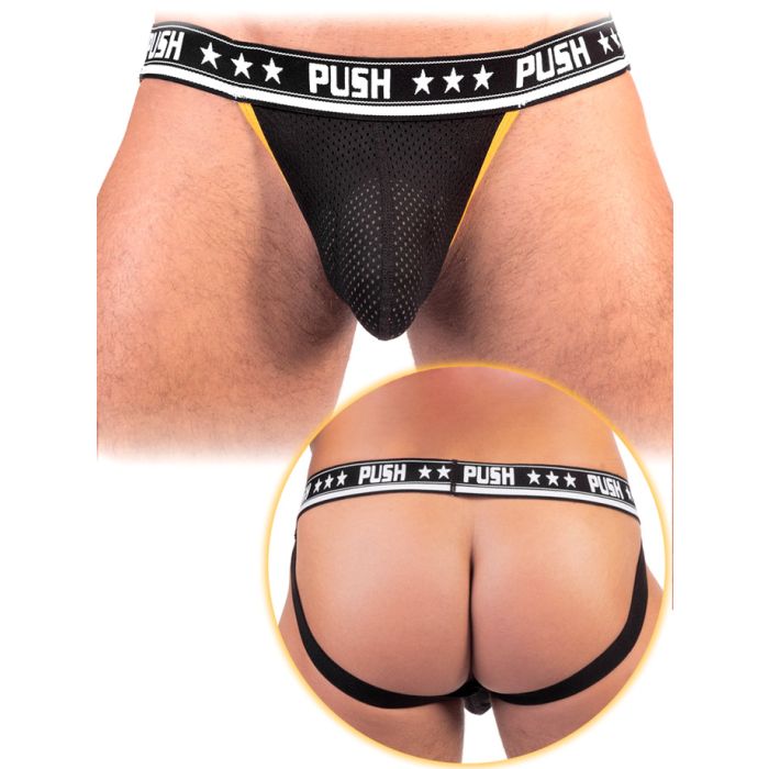 Push - Jockstrap Premium Mesh - Noir/jaune main product photo
