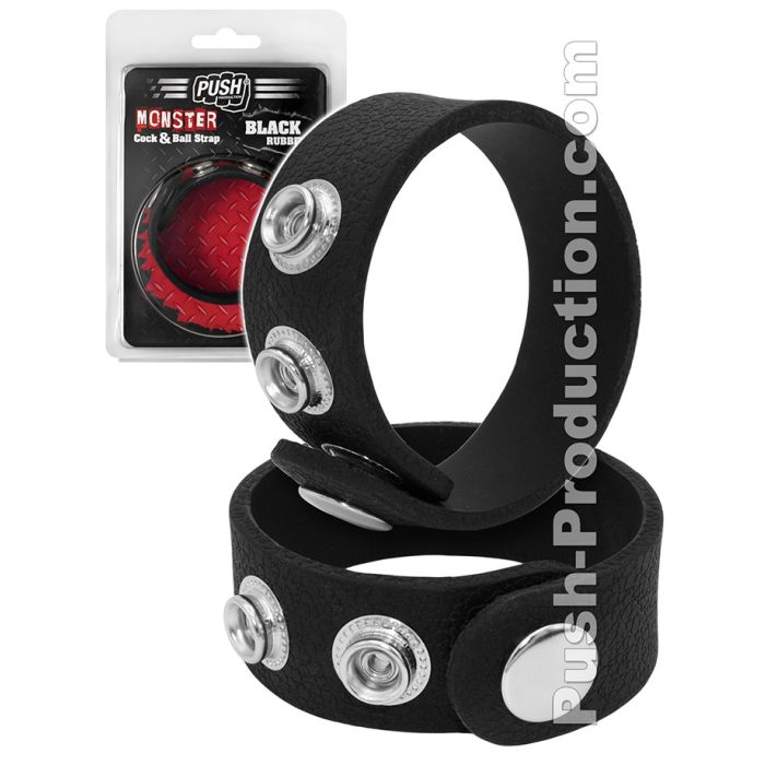 Push Monster - Black Rubber Cock & Ball Strap main product photo