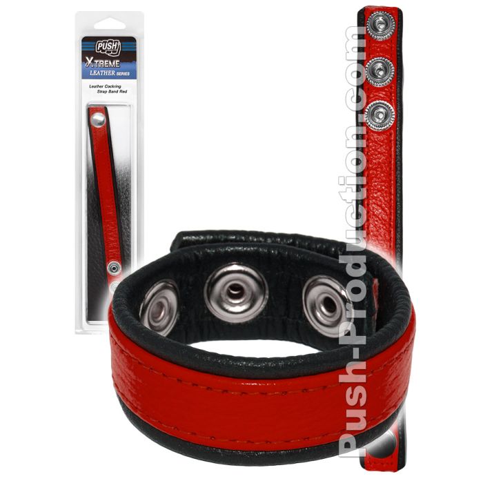 Push Xtreme Leather - Cockring en cuir rouge main product photo