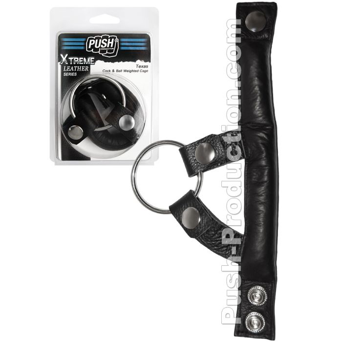 Push Xtreme Leather - Texas Cock & Ball Weighted Cage main product photo