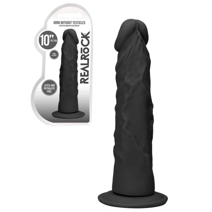 RealRock - Dildo 10 inch sans Testicules - Noir main product photo