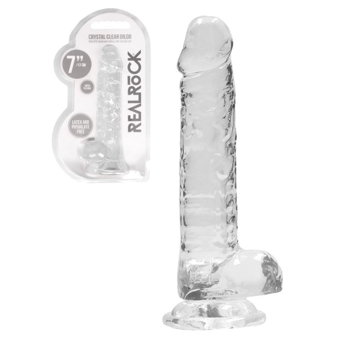RealRock - Dildo 7 inch & Balls - Crystal Clear main product photo