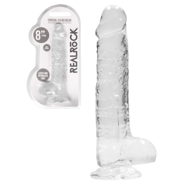 RealRock - Dildo 8 inch & Balls - Crystal Clear main product photo