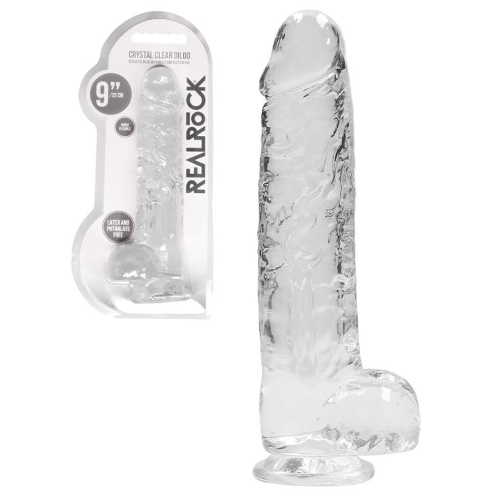 RealRock - Dildo 9 inch & Balls - Crystal Clear main product photo