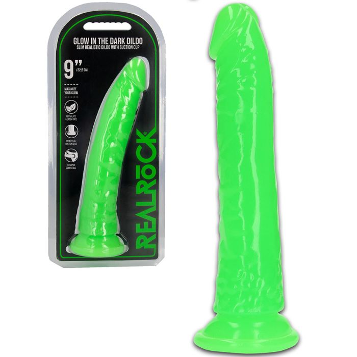 RealRock - Dildo 9 inch sans Testicules - Glow in the Dark main product photo